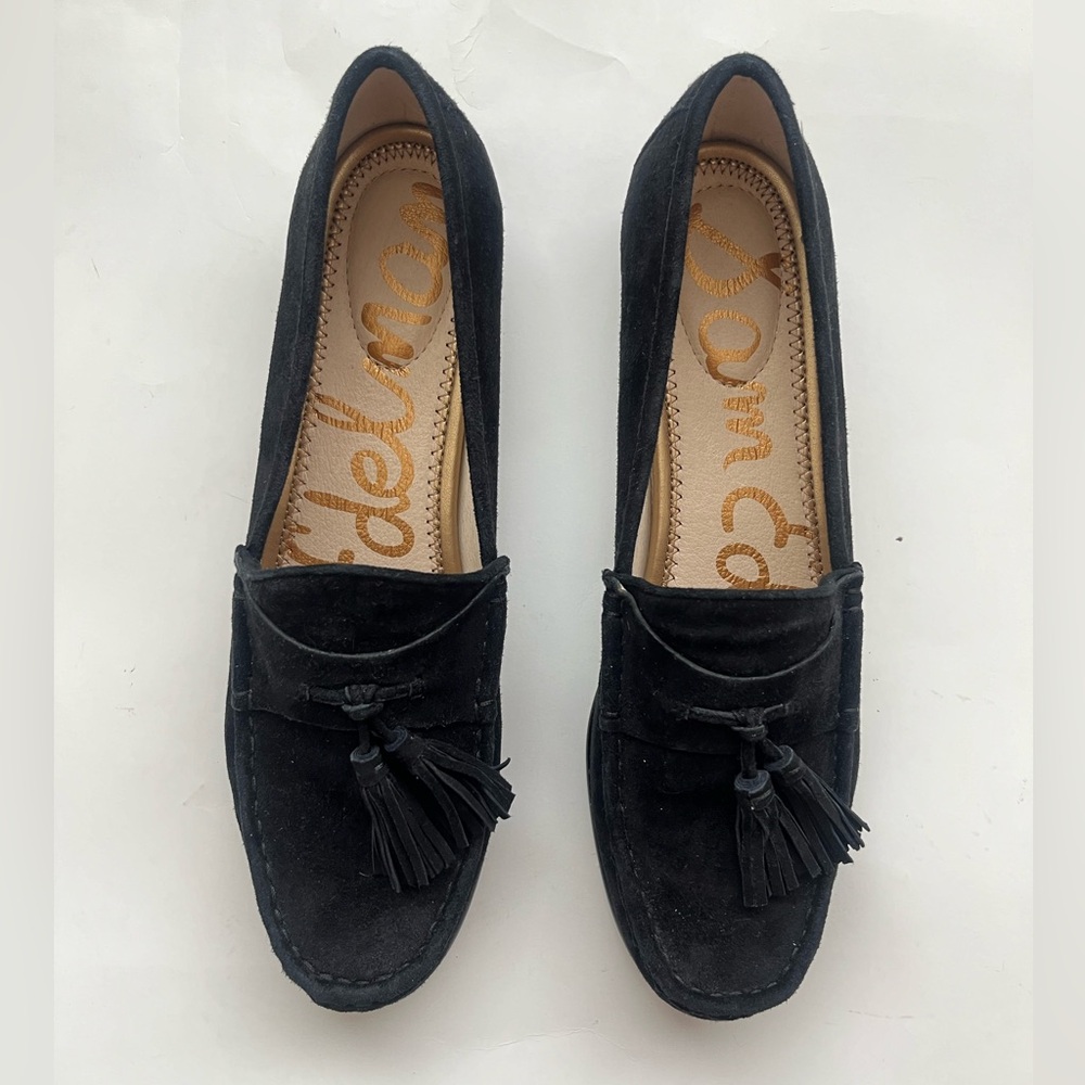 Sam Edelman Therese suede leather tassel loafers black 8.5 - Picture 2 of 10